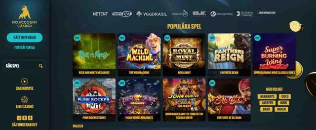 No Account Casino är ett snabbt, effektivt och roligt spelbolag