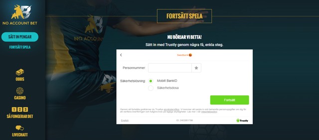 Noaccountbet - sätt in med Trustly genom några få, enkla steg