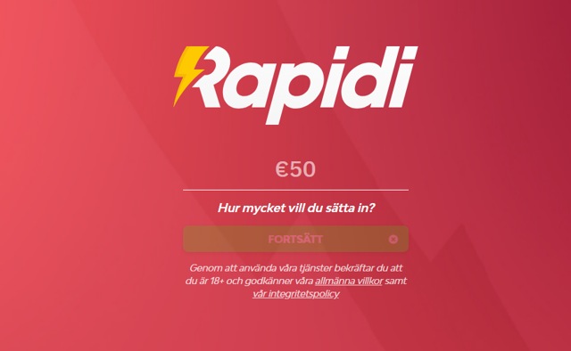 Sätta in pengar i saldot i rapidi